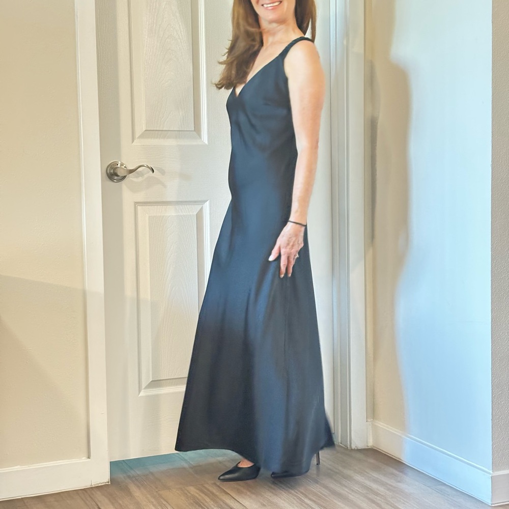 A New Day Black Sleeveless V-Neck Slip Dress